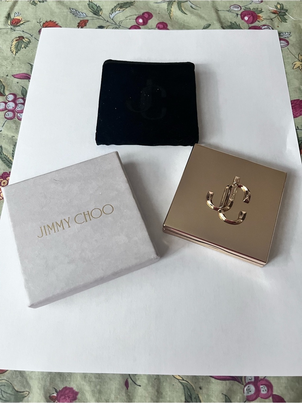 Jimmy Choo Logo Compact Mirror with Velvet Pouch